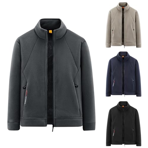 Fleecejacke Herren Outdoor Winter Warm - Teddy Jacke Mit Reißverschluss Gefüttert Winterjacke Arbeitsjacke Micro Fleece Wendejacke Freizeit Stehkragen Herrenjacke Sherpa Jacke von Generisch