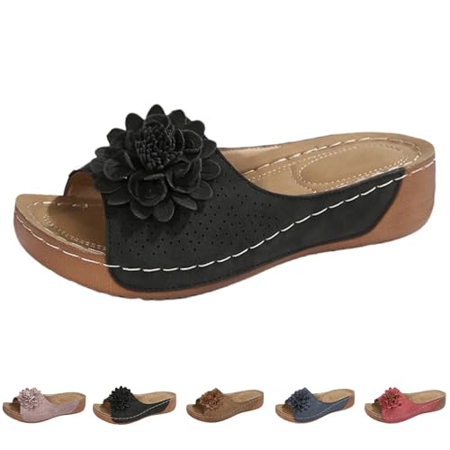 meine bestellungen anzeigen Orthopädische Sandalen Damen Sommer Breite Füße Plateau Slingback Sommersandalen Elegant Peep Toe Rutschfeste Slides Leichte gartenschuhe damen Schwarz 35 von Generisch