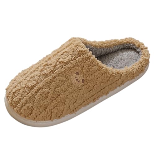 mokassins damen Hausschuhe Damen Winter Warm Memory Foam Plüsch Pantoffeln Schlupfschuhe Cute Pelzigen Flache Hause Schuhe Lustige Filzpantoffeln Geschlossene Orthopädische Pantoletten Kaffee 37 von Generisch