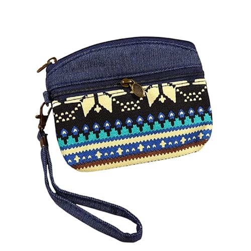 münzbörsen für Damen Münzbörse Kleingeldbörse Mini Münzbörsen Münzbeutel Stoff Geldbeutel Klein Ethnischer Stil Muster Taschen anhänger (Blue) von Generisch