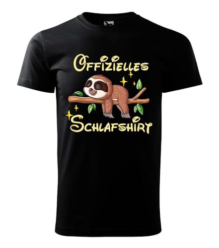 offizielles Schlafshirt Pyjama Schlafanzug Nachthemd Faultier Maultier Fun Geschenk T-Shirt (4XL, schwarz) von Generisch