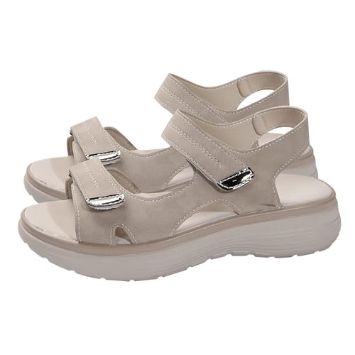 orthopädische damen sandalen Damen Trekking Sandalen Sommer Orthopädische mit Weiche Fussbett Sandaletten Bequeme Klettverschluss Breite Füße Sport Sommerschuhe retourenkauf angebote Grey 39 von Generisch
