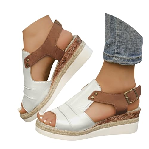 orthopädische schuhe damen sandalen Orthopädische Sandalen Damen Sommer Elegant Hallux Valgus Slingback Peep Toe Sommerschuhe Plateau Rutschfeste Schuhe angebot des tages Weiß 38 von Generisch