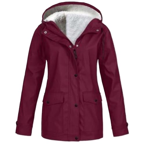 regenjacke damen leicht Regenjacke Damen Wasserdicht Regenmantel Teddyfleece Softshelljacke Leichte GroßE GrößEn Wasserdichte Fahrrad Jacken Warm Herbst arbeitsjacke von Generisch