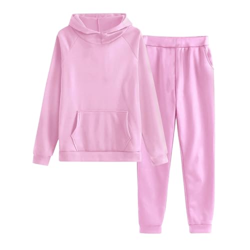 roter anzug damen,Damen Zweiteiler Tracksuit Winter Sweatshirt Hose Joggingganzug Hoodie Sport Oversize Freizeit Warm Outfit mit Taschen Mode Loungewear Trainingsanzug Hausanzug Y2k Streetwear von Generisch