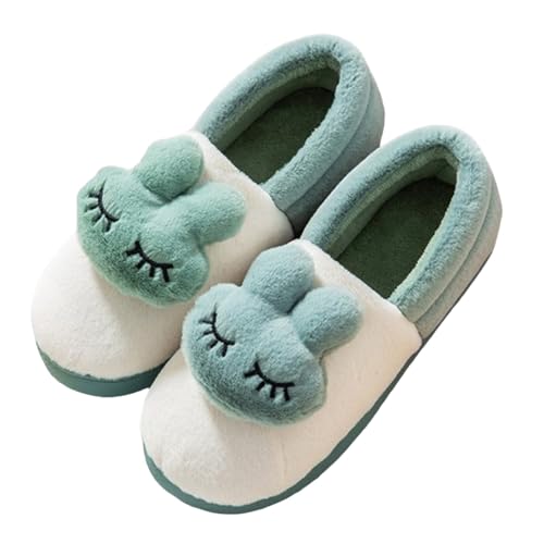 rutschfeste Schuhe Damen Küche und Winter-Paare Vollflächige Baumwollhausschuhe für Männer und Frauen mit dicken Sohlen Nicht warme Baumwollhausschuhe für den Damenschuhe Schwarz Elegant (Green, 36) von Generisch