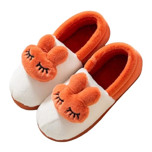 rutschfeste Schuhe Damen Küche und Winter-Paare Vollflächige Baumwollhausschuhe für Männer und Frauen mit dicken Sohlen Nicht warme Baumwollhausschuhe für den Damenschuhe Schwarz Elegant (Orange, 38) von Generisch