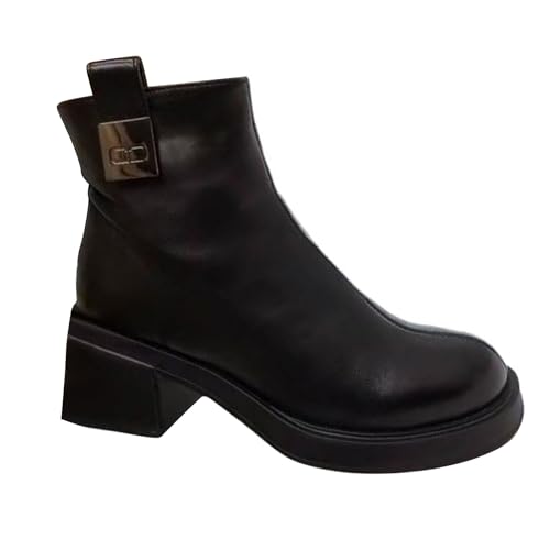 rutschfeste stiefel damen Winterstiefel Damen Wasserdicht Mit Zipper Stiefeletten Wärme Kunstfell Gefüttert Stiefel Bequem Reißverschluss Damenstiefel Leicht wanderschuhe wasserdicht Schwarz von Generisch