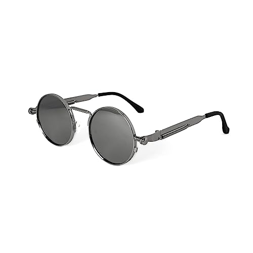 salazar.plus Sonnenbrille Rund Cyberpunk Unisex 4 Farben Damen Herren Brille Retro (silber-verspiegelt) von Generisch