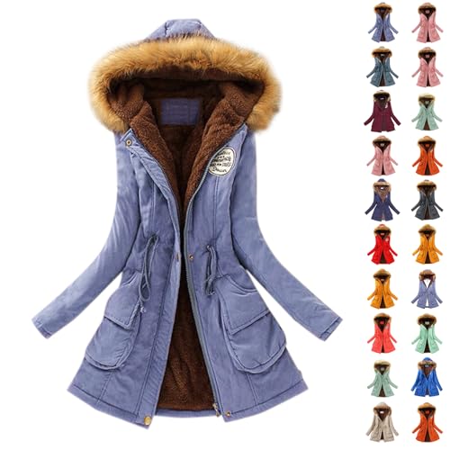 sale Wintermantel Damen Teddyfell Fleece Verdickt Wintermantel Damen Lang Warm Gefüttert Lange Reißverschluss 3 in 1 parka damen wasserdicht übergangsjacken damen günstig lang von Generisch