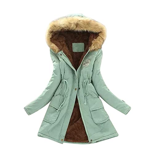 sale damen Wintermantel Damen Teddyfell Fleece Verdickt Wintermantel Damen Lang Warm Gefüttert Lange Reißverschluss regenparka damen wasserdicht beige regenjacken damen sale wasserdicht von Generisch