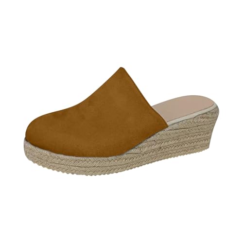 sandalen für hallux valgus Damen Sandalen Bequem Schuhe Damen Winter Elegant Hausschuhe Mit Geschlossener Spitze GroßE GrößE LäSsige Keilabsatz Plateau blitzangebote des tages heute Gelb 39 von Generisch