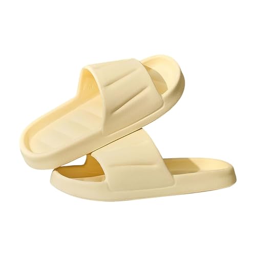 sandalen mit weichem fußbett Baumme Ergonomische Damen Hausschuhe Pammys Original Cozy Slides Ultraweiche Flip Flops chnelltrocknende Memory‑Foam Slipper mit Rutschfester SlidesBadeschuhe Gelb 35 von Generisch