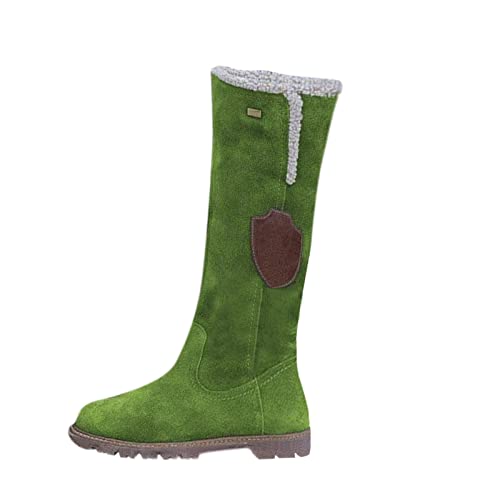 schlupfstiefel damen gefüttert Winterstiefel Damen Wasserdicht Mit Zipper Stiefeletten Wärme Plüsch Gefüttert Stiefel Bequem Rutschfest Damenstiefel Leicht Weitschaft winterschuhe Grün von Generisch