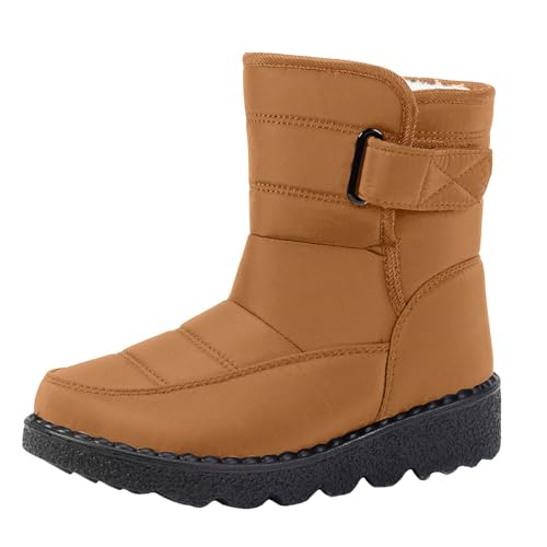 schneestiefel damen gefüttert Winter Damenstiefel Wasserdicht Mit Zipper Stiefeletten Wärme Kunstfell Gefüttert Stiefel Bequem Weitschaft Damenstiefel Leicht Langschaft winter schneestiefel damen Gelb von Generisch