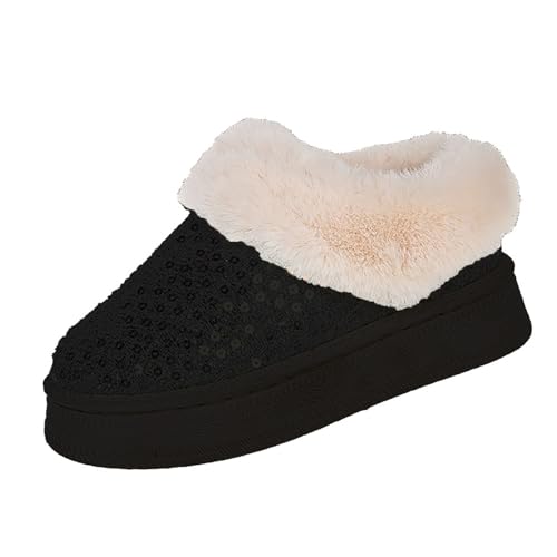 schneestiefel damen wasserdicht Damen Stiefeletten Wasserdicht Mit Zipper Stiefeletten Wärme Plüsch Gefüttert Stiefel Bequem Rutschfeste Damenstiefel Leicht Weitschaft wanderschuhe Schwarz von Generisch