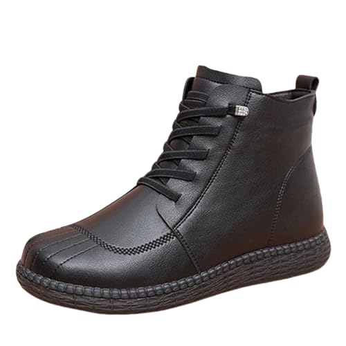 sehr warme winterschuhe damen Damen Stiefel Winter Wasserdicht Mit Zipper Stiefeletten Wärme Kunstfell Gefüttert Stiefel Bequem Reißverschluss Damenstiefel Leicht gefütterte Schwarz von Generisch