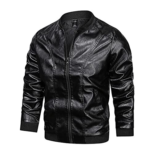 shearling leather coat men motorradjacke herren leder lederjacke herren schwarz slim fit lederjacke herren echtleder biker bomberjacke mit kapuze herren leather jacket men biker von Generisch