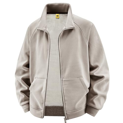 softshelljacke für herren Fleecejacke Herren Jacke Sweatjacke Blouson Einfarbiger Fleece Softshelljacke Mit ReißVerschluss Winter Warm Rundhals Bomberjacke Bequem Fit übergangsjacke motorrad jacke von Generisch