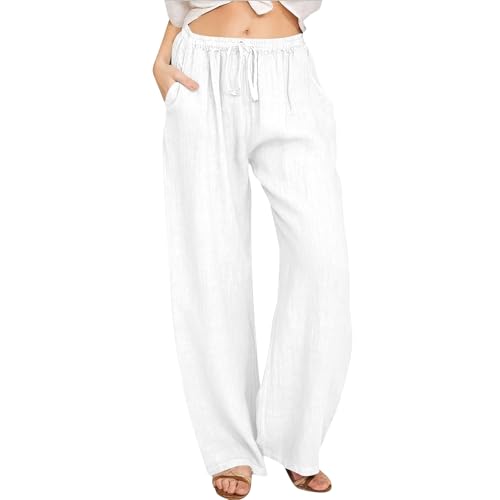 sommerhosen damen leicht und luftig große größen, Leinenhose Sommerhose Damen Baumwolle Lang - Strandhose Yogahose Casual Geschnitten Stoffhose Mit Taschen Atmungsaktive sommerhosen damen leicht und luftig große größen, Leinenhose Sommerhose Damen Baumwolle Lang - Strandhose Yogahose Casual Geschnitten Stoffhose Mit Taschen Atmungsaktive von Generisch