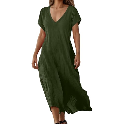 sommerkleid damen kleider kleid lang maxikleider sommer leinenkleid boho musselin leinenkleider kleidung midikleid sommerkleider tunikakleid große größen langes leicht tunika und luftig lange von Generisch