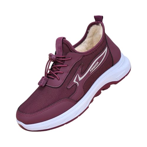 stiefel damen gefüttert wasserdicht Stiefeletten Damen Wasserdicht Blockabsatz Stiefeletten Wärme Plüsch Gefüttert Stiefel Bequem Rutschfeste Damenstiefel Leicht Halbhohe schuhe winter Lila von Generisch