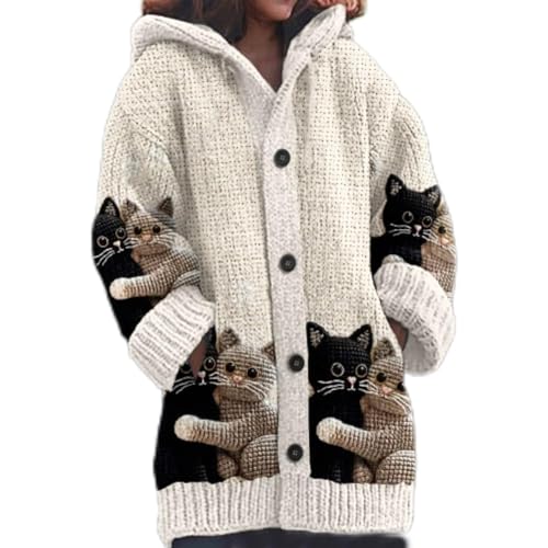 strickjacke lang damen weiß winter Strickjacke Lang Herbst Strickpullover Norweger Winter Dicke Strickmantel Kaschmir Langarm Weihnachtspullover Muster Grobstrickjacke sweatshirt damen baumwolle rot von Generisch