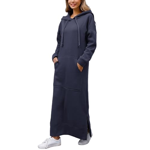 sweatkleid damen oversize Hoodie Kapuzenpullover Herbst Winter Pulloverkleid Oversize Essentials Sweatshirtkleid Extra lang Hoodiekleider Langarm Sweatshirt Herbstkleid herbstkleid damen elegant von Generisch