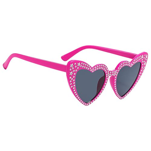 tayylor swift Kostüm Liebe Herz Brille Herz Sonnenbrille Strass Bling Augenschutz Sonnenbrille Niedlich Vintage Klassisch Trendy Sonnenbrille für Frauen und Geburtstag Herzförmige Brille, hot pink von Generisch