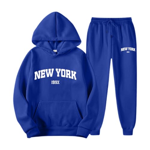 Generisch Jogginganzug Set Sweatshirt und Jogginghose Warmes Trainingsanzug Langarm Sportanzug Sport Outfit Zweiteiler Elegant Jogger Bequem Baggy Stretch von Generisch