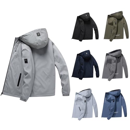 übergangsjacke herren Softshelljacke Herren Jacket Übergangsjacke Winterjacke Sweatjacke Winddicht Windbreaker Kapuzenjacke Outdoorjacke Warme Winter Jacken Langarm Mit-Kapuze Reissverschluss von Generisch