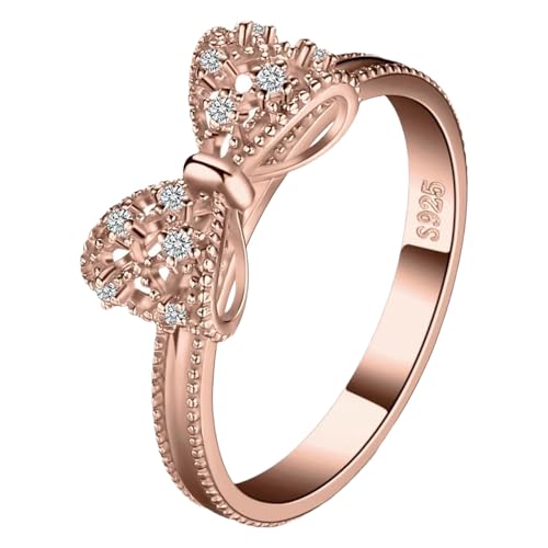 warehouse deal retourenware Süßer Bogenring Eheringe Gold Wunschring mit Zirkonset Silberring Damen 925 Silber Verlobungsring Damen Geschenke an die Mutter artikel unter 1 euro von Generisch