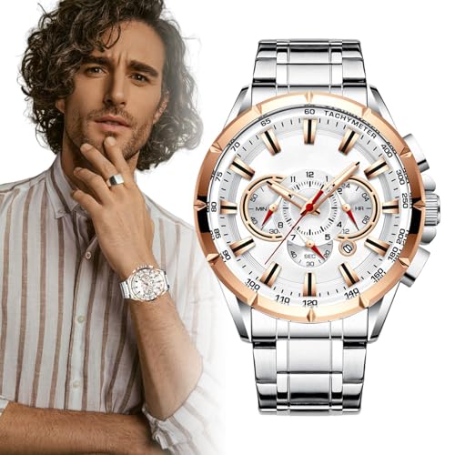 wasserdichte Uhren für Männer, Business Smart Watch für Männer,Herrenuhr mit DREI Subdialen - Mechanische Band, Business Clothing Accessoires für Geburtstage, Ostern von Generisch