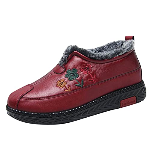 wasserdichte winterschuhe damen Damen Stiefel Mit Absatz Wasserdicht Mit Zipper Stiefeletten Wärme Gefüttert Winterstiefel Niederung Damenstiefel Leicht Langschaft wanderschuhe wasserdicht Rot von Generisch