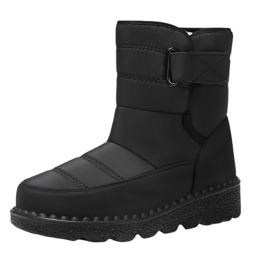 wasserdichte winterschuhe damen Winterboots Damen Wasserdicht Mit Zipper Stiefeletten Wärme Kunstfell Gefüttert Stiefel Bequem Weitschaft Damenstiefel Leicht Halbhohe winterstiefel für Schwarz von Generisch