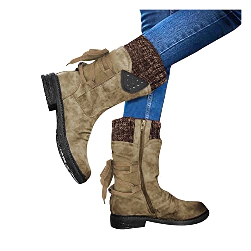 wasserdichte winterschuhe damen Winterstiefel Damen Wasserdicht Orthopädische Stiefeletten Wärme Plüsch Gefüttert Stiefel Bequem Rutschfester Damenstiefel Leicht Halbhohe wanderschuhe Khaki von Generisch
