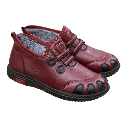 waterproof winter boots women Winterstiefel Damen Wasserdicht Slip on Stiefeletten Wärme Gefüttert Winterstiefel Niederung Damenstiefel Leicht Langschaft Regenstiefel damenwinterstiefel Rot von Generisch