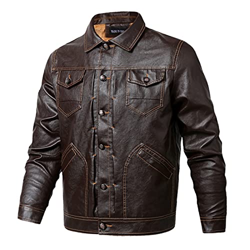 wildlederjacke herren vintage lange lederjacke für herren leather jacket men biker college jacke herren oldschool mit leder lederjacke herren kunstleder kunstlederjacke herren 4xl von Generisch