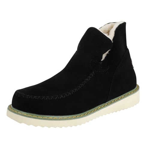 winterschuhe breite füße damen Winterstiefel Damen Wasserdicht Mit Zipper Stiefeletten Wärme Plüsch Gefüttert Stiefel Bequem Rutschfest Damenstiefel Leicht Halbhohe winterstiefel Schwarz von Generisch