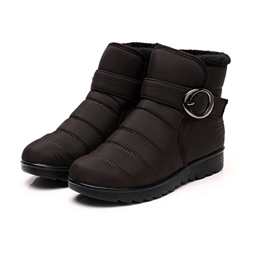winterschuhe damen reißverschluss Overknees Stiefel Damen Wasserdicht Mit Zipper Stiefeletten Wärme Gefüttert Winterstiefel Niederung Damenstiefel Leicht Langschaft schneeschuhe Braun von Generisch