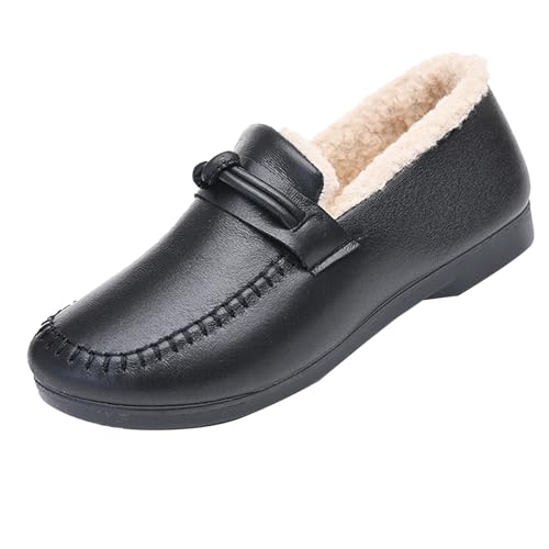 winterschuhe damen wasserdicht Winterstiefel Damen Wasserdicht Blockabsatz Stiefeletten Wärme Plüsch Gefüttert Stiefel Bequem Rutschfest Damenstiefel Leicht Halbhohe damenwinterstiefel Schwarz von Generisch