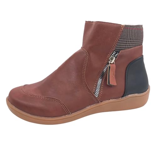 winterschuhe gefüttert Damen Stiefel Mit Absatz Wasserdicht Mit Zipper Stiefeletten Wärme Plüsch Gefüttert Stiefel Bequem Rutschfeste Damenstiefel Leicht winterstiefel damen wasserdicht Braun von Generisch