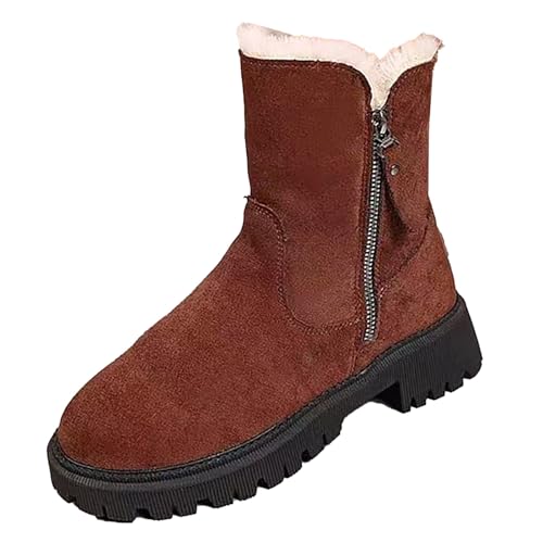 winterschuhe gefüttert Winterstiefel Damen Gefüttert Winterschuhe Schneestiefel Warm Stiefeletten Wasserdicht Elegant Winter Boots Outdoor Stiefeletten Mit Seitlicher Reißverschluss Outdoor Rot 42 von Generisch