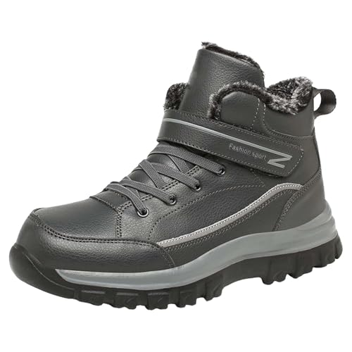 winterschuhe gefüttert Winterstiefel Damen Wasserdicht Mit Zipper Stiefeletten Wärme Gefüttert Winterstiefel Niederung Damenstiefel Leicht Langschaft damen wasserdicht Grey von Generisch