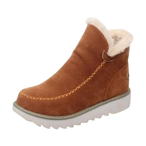 winterschuhe gefüttert Winterstiefel Damen Wasserdicht Mit Zipper Stiefeletten Wärme Plüsch Gefüttert Stiefel Bequem Rutschfest Damenstiefel Leicht Halbhohe outdoor stiefel wasserdicht Braun von Generisch