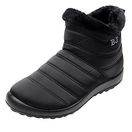 winterschuhe wasserdicht damen Weitschaftstiefel Damen Wasserdicht Halbhohe Stiefeletten Wärme Plüsch Gefüttert Stiefel Bequem Rutschfest Damenstiefel Weitschaft winter stiefeletten Schwarz von Generisch