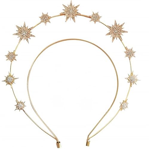 Generse Stern-Stirnband, Strass-Haarband, Krone mit Heiligenschicht, Kopfschmuck, Party, Weihnachten, Haarreifen für Frauen und Mädchen, 1 Stück (Gold) von Generse