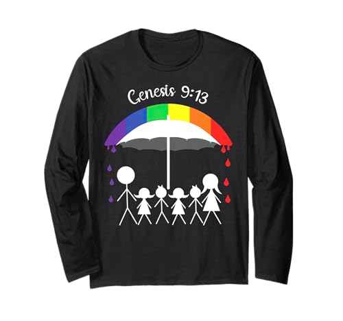 Genesis 9-13 Große Familie unter Regenschirm Langarmshirt von Genesis 9-13 Large Family Under Umbrella Tees