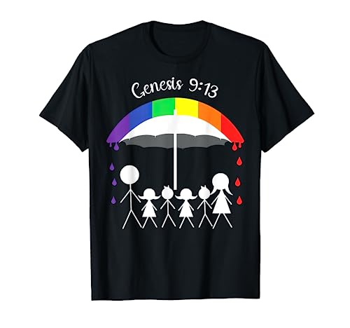 Genesis 9-13 Große Familien-Regenschirm T-Shirt von Genesis 9-13 Large Family Under Umbrella Tees
