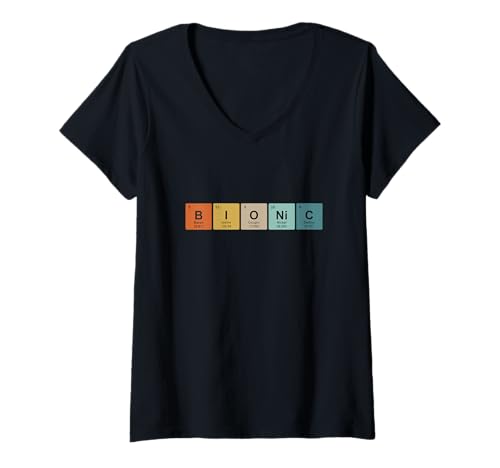 Damen Bionic Elemente Periodensystem Genesung Hüfte Knie Prothese T-Shirt mit V-Ausschnitt Damen Bionic Elemente Periodensystem Genesung Hüfte Knie Prothese T-Shirt mit V-Ausschnitt von Genesung Geschenke Nerds Damen Herren Kinder
